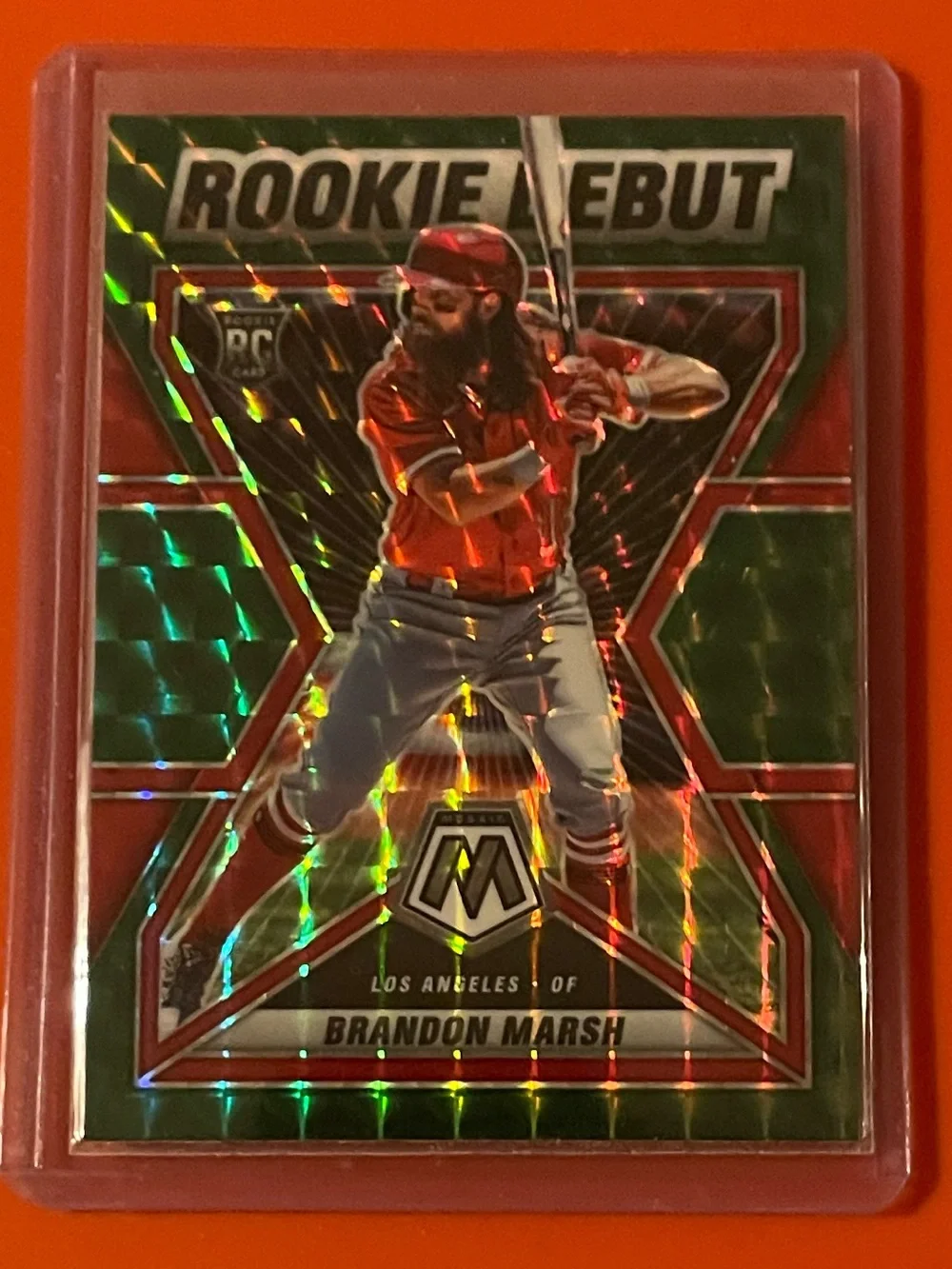 Brandon Marsh [Green Prizm] #RD-3 2022 Panini Mosaic Rookie Debut Baseball Card